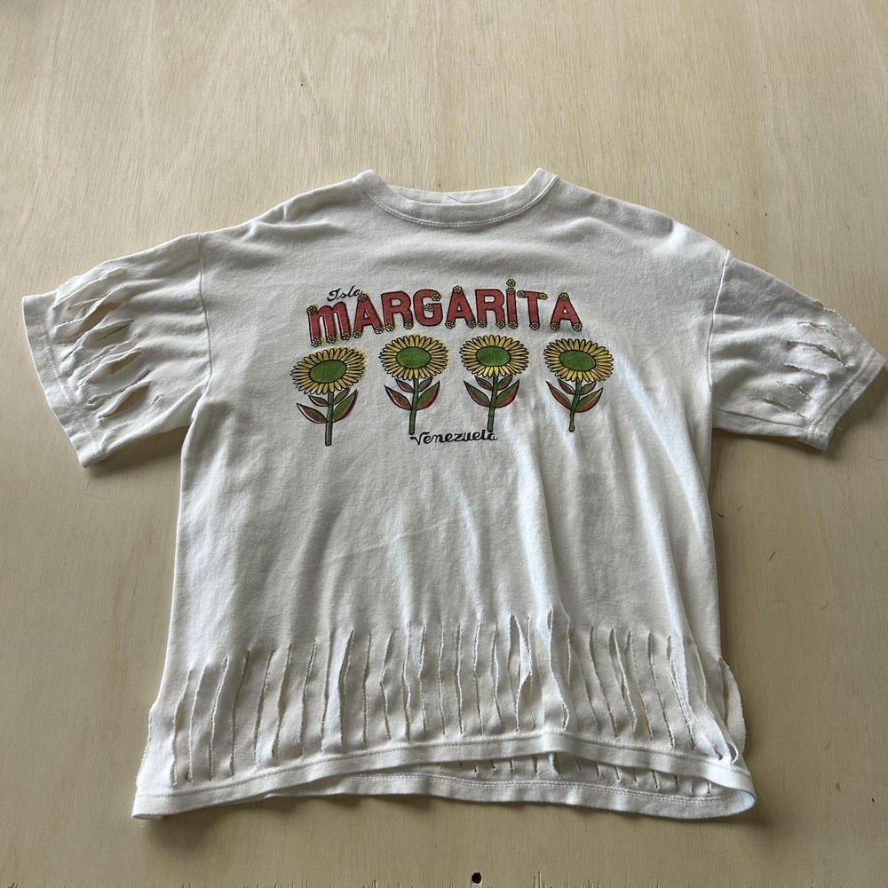 Vintage Isla Margarita Venezuela Shirt Mens XL Fringe Sunflower Tee T-Shirt